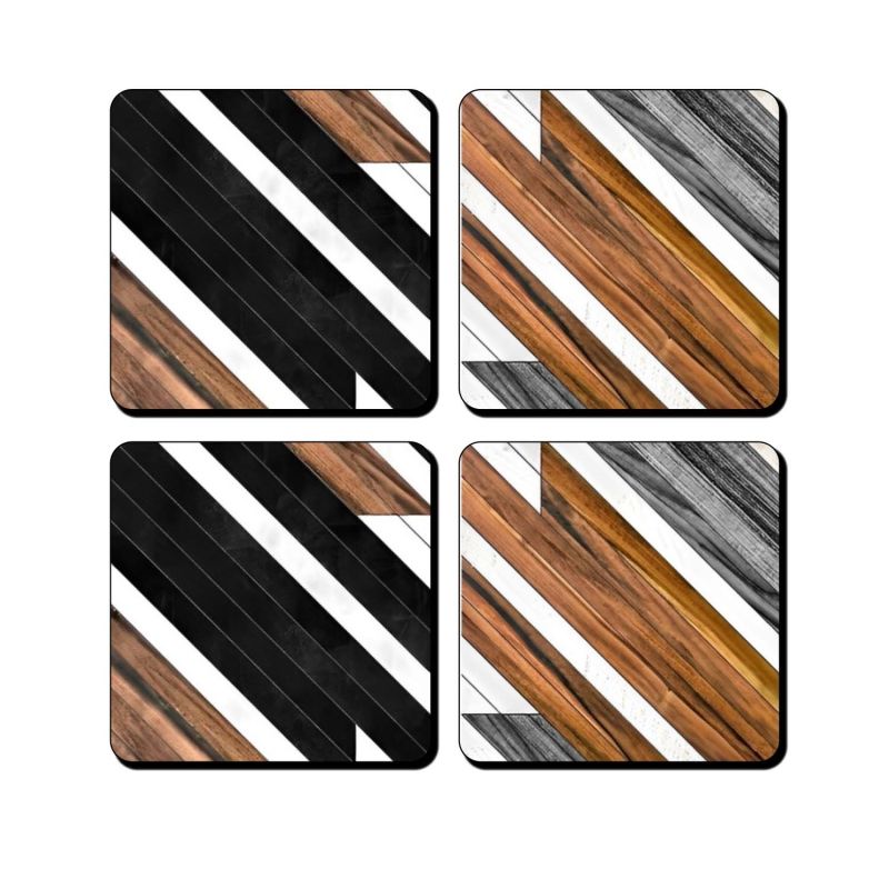 Set of 4 Wooden Printed Coaster for Cups Tea Coaster | Coaster for Dining Table | Coaters Set Decorative Items Bar for Home